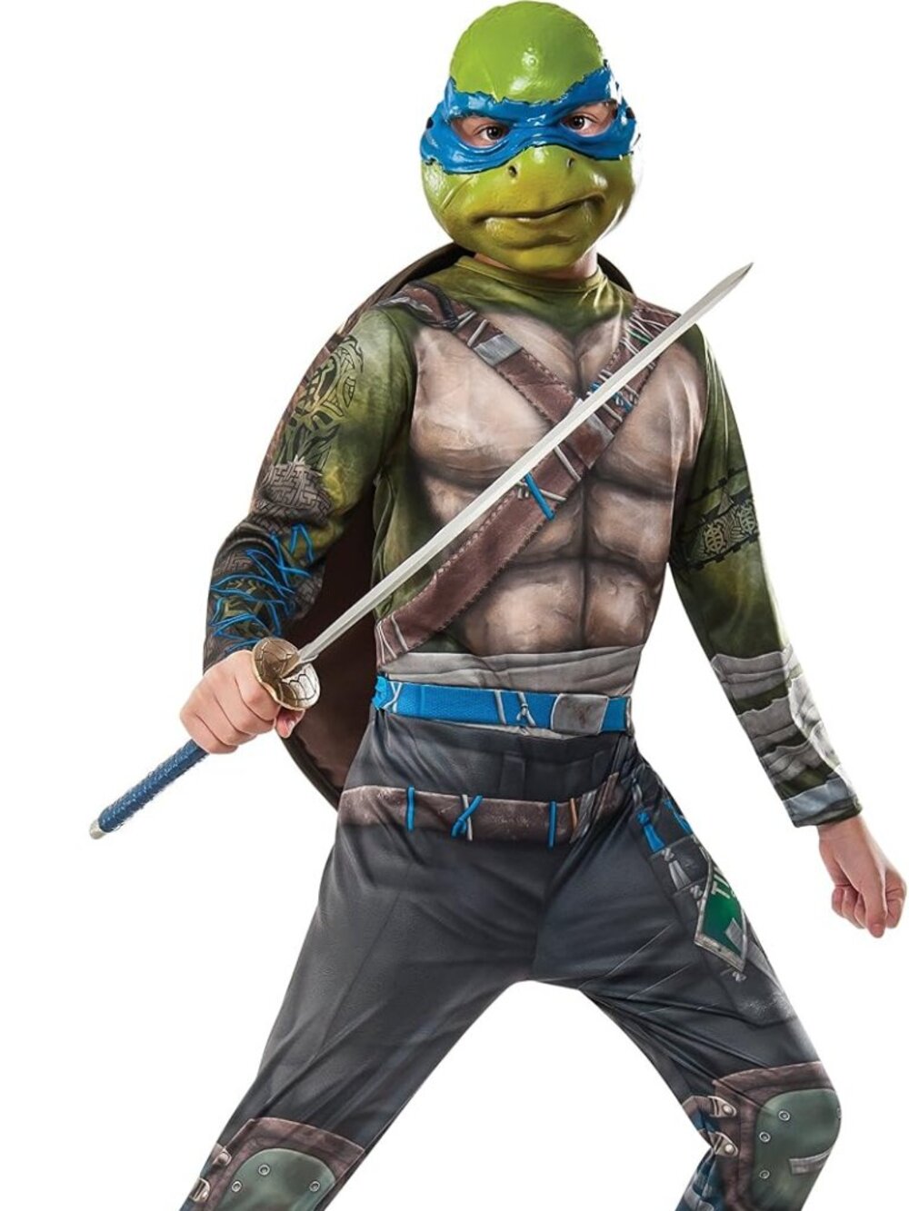 Teenage Mutant Ninja Turtles LEONARDO Deluxe Muscle Boys Child Costume Sz S (4/6